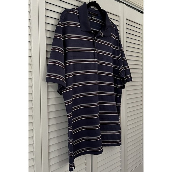 Tiger Woods Collection Polo Shirt Purple Burgundy Striped Nike Dry Fit Size L - Picture 3 of 10
